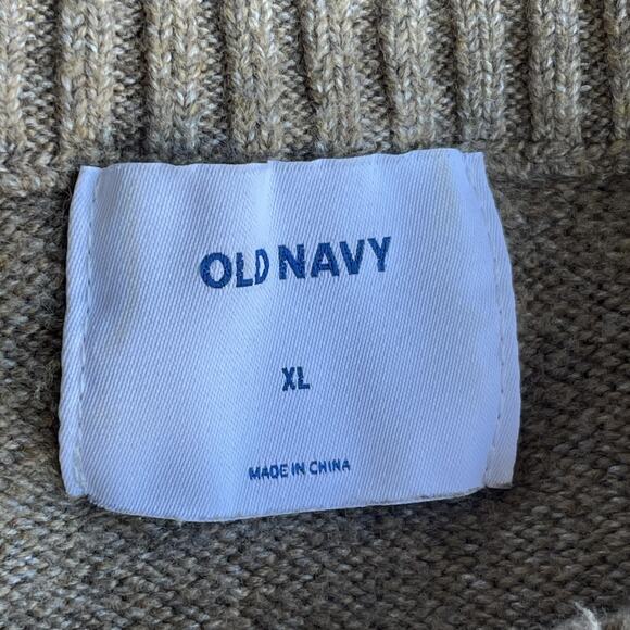 Old Navy Sweater Mens Extra Large Brown Fairisle Pullover Crew Knit Geometric XL - Picture 4 of 10